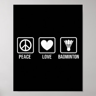 Poster Paz Amor Badminton Jogador de Badminton Peteca Esp