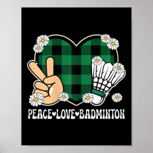 Poster Paz Amor Badminton Lover Outfit Mulheres Meninas C