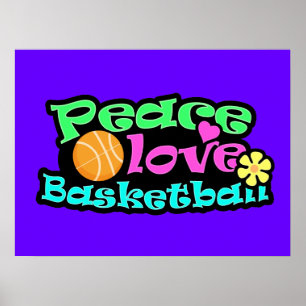 Poster Paz, amor, basquetebol; Retro
