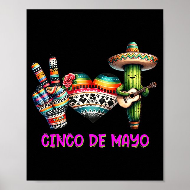 Poster Paz amor cacto cinco de maio  (Frente)
