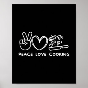 Poster Paz, Amor Culinária Cozinheiro Retro Amante da Com