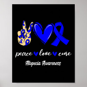 Poster Paz Amor Cura Alopecia Azul Fita Consciência