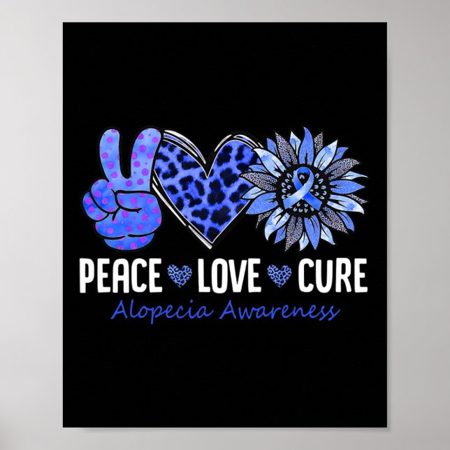 Poster Paz Amor Cura Alopecia Consciência Azul Girassol (Frente)