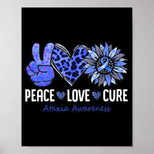 Poster Paz Amor Cura Ataxia Consciência Mês Azul Sunflo
