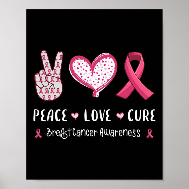 Poster Paz Amor Cura Cancer Sensibilização Mulheres Crian (Frente)