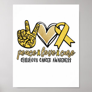 Poster Paz Amor Cura Consciência do Cancer Infantil