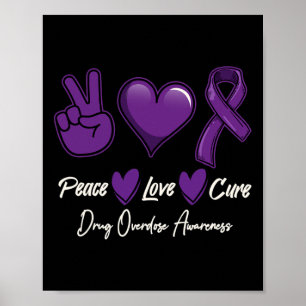 Poster Paz Amor Cura Consciência Roxal Sobre Drogas