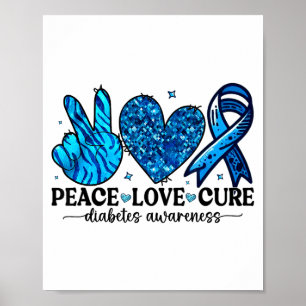 Poster Paz Amor Cura Conscientização da Diabetes Tipo 1 T