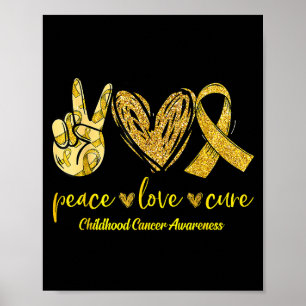 Poster Paz Amor Cura Conscientização do Câncer Infantil L