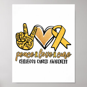 Poster Paz Amor Cura Conscientização do Câncer Infantil M
