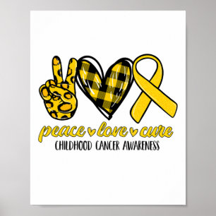 Poster Paz Amor Cure Conscientização do Câncer Infantil L