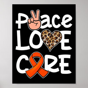 Poster Paz Amor Curva Faixa Laranja Sensibilização para a