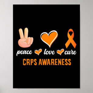 Poster Paz Amor Curva Fita Laranja Fita Rsd Sensibilizaçã