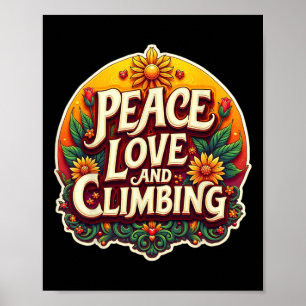 Poster Paz Amor E Amante De Escalada Parede Climber Retro