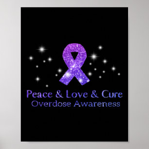Poster Paz Amor E Cura Conscientização Sobre Overdose De 