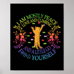 Poster Paz Amor E Escalada Gato Amante De Bouldering Engr
