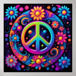 Poster Paz, Amor e Flores