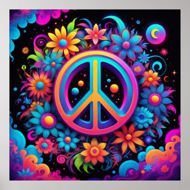 Poster Paz, Amor e Flores (Frente)