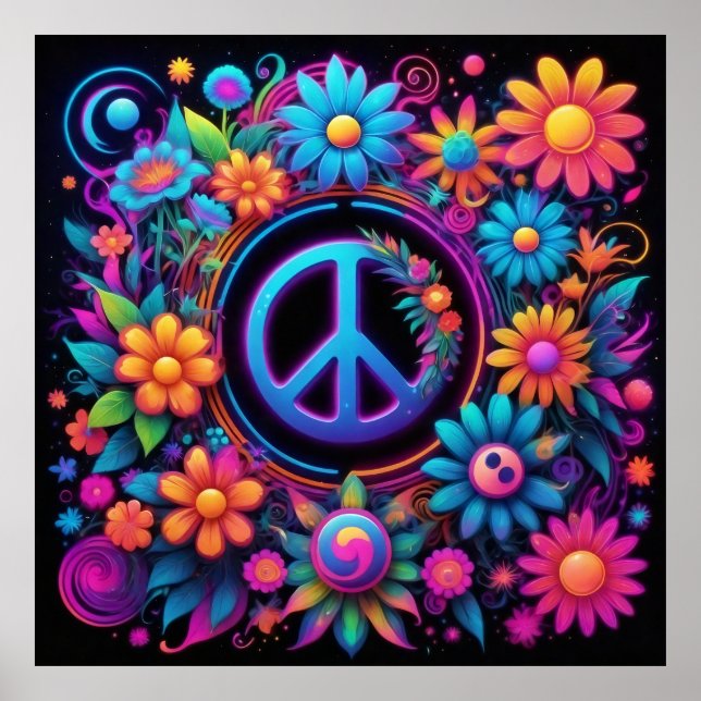 Poster Paz, Amor e Flores (Frente)