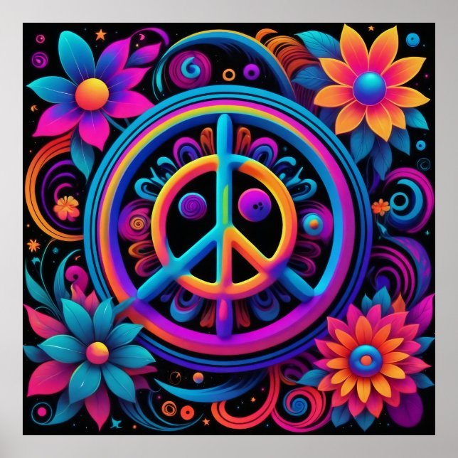 Poster Paz, Amor e Flores (Frente)