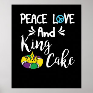 Poster Paz Amor e Rei Bolo Mardi Gras Nova Orleães
