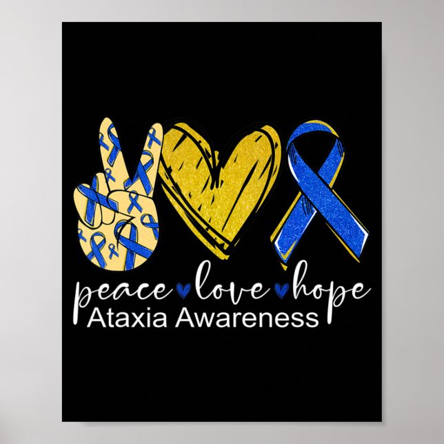 Poster Paz Amor Esperança Consciência Ataxia Camisa Azul  (Frente)