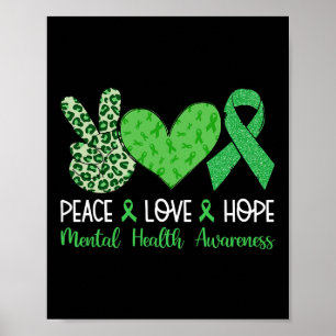 Poster Paz Amor Esperança Conscientização da Saúde Mental