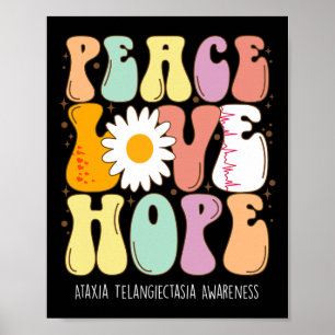 Poster Paz Amor Esperança Conscientização de Ataxia Telan