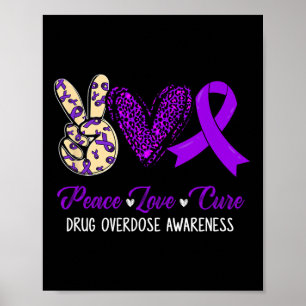 Poster Paz Amor Esperança Laço Roxo Conscientização sobre
