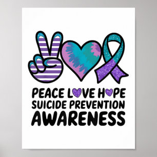 Poster Paz Amor Esperança Prevenção do Suicídio Tie Dye C