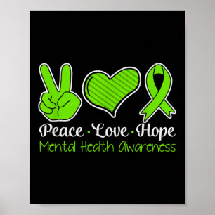 Poster Paz Amor Esperança Saúde Mental Consciencialização