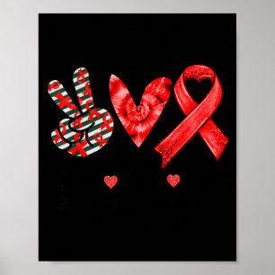 Poster Paz Amor Fita Vermelha Conscientização sobre Sangu