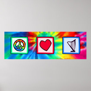 Poster Paz, amor, harpa