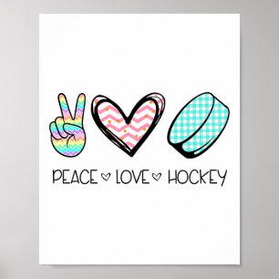 Poster Paz Amor Hockey Design Fofo Para Mulheres Meninas
