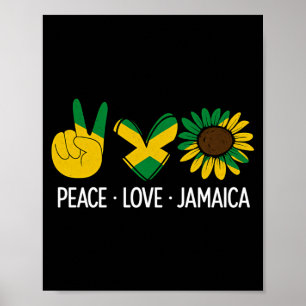 Poster Paz Amor Jamaica Bandeira Jamaicana Suower Mulhere