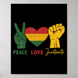 Poster paz amor juneteenth com coração de bandeira africa