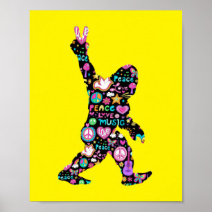 Poster Paz Amor Pé Grande Hippie Divertido Amante do Pé G