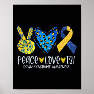 Poster Paz Amor T21 Fita Azul Amarela Síndrome de Down