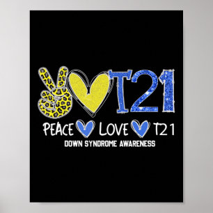 Poster Paz Amor T21 Fita Azul Amarela Síndrome de Down