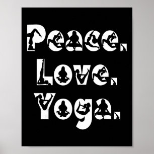 Poster Paz Amor Yoga Atenção Plena Zen Meditação Iogue Fl