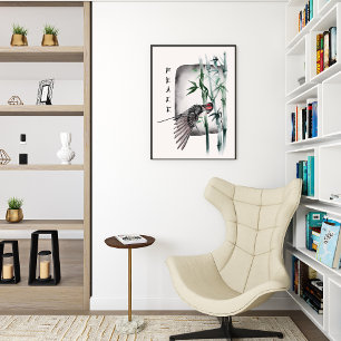 Poster Paz de Arte de Aquarela Asiática na Natureza Japon