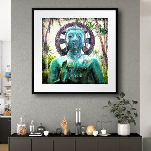 Pôster Paz de Buda Azul Turquesa Azul no Havaí