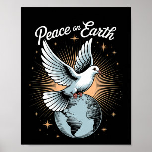 Poster Paz De Natal De Dove E Globo Na Terra