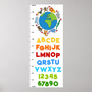Poster Paz e Amor Animais de Desenho Animado Fofos do Mun