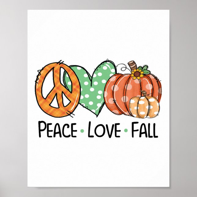 Poster Paz E Amor E Queda A Pumpkin Autum Queda Feliz (Frente)