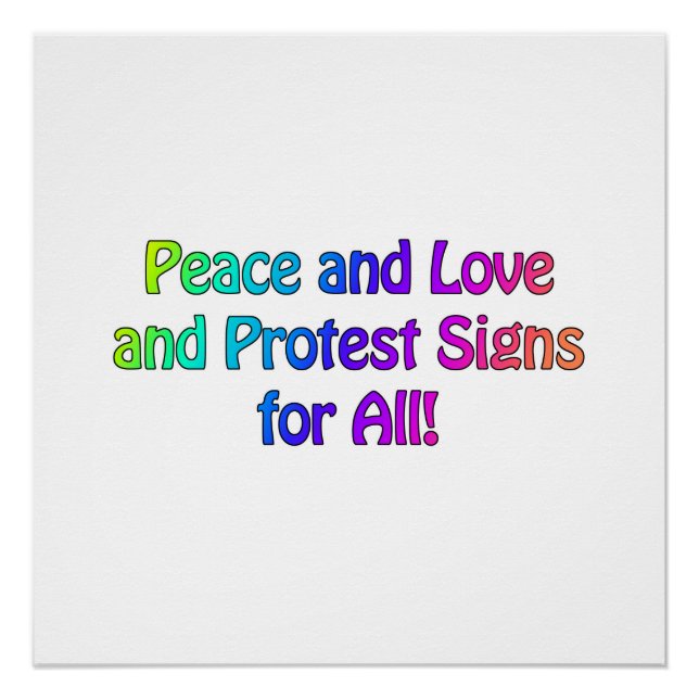 Pôster Paz e Amor e Sinais de Protesto para Todos (Frente)