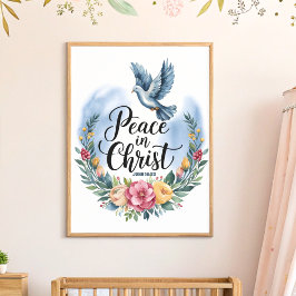 Poster Paz em Cristo Arte de Parede para Berçário Cristão