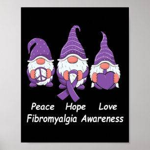 Poster Paz Esperança Amor Gnomos Roxo Fibromialgia