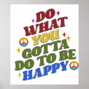 Poster Paz Hippie Feliz Encorajamento Positividade 