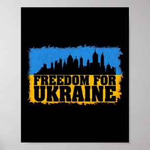 Poster Paz Liberdade Para a Bandeira da Ucrânia Eu Apoio 